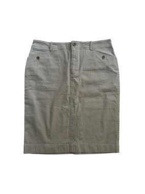 Lauren Ralph Lauren Khaki Midi Skirt Classic Pencil A-Line Workwear Minimalist